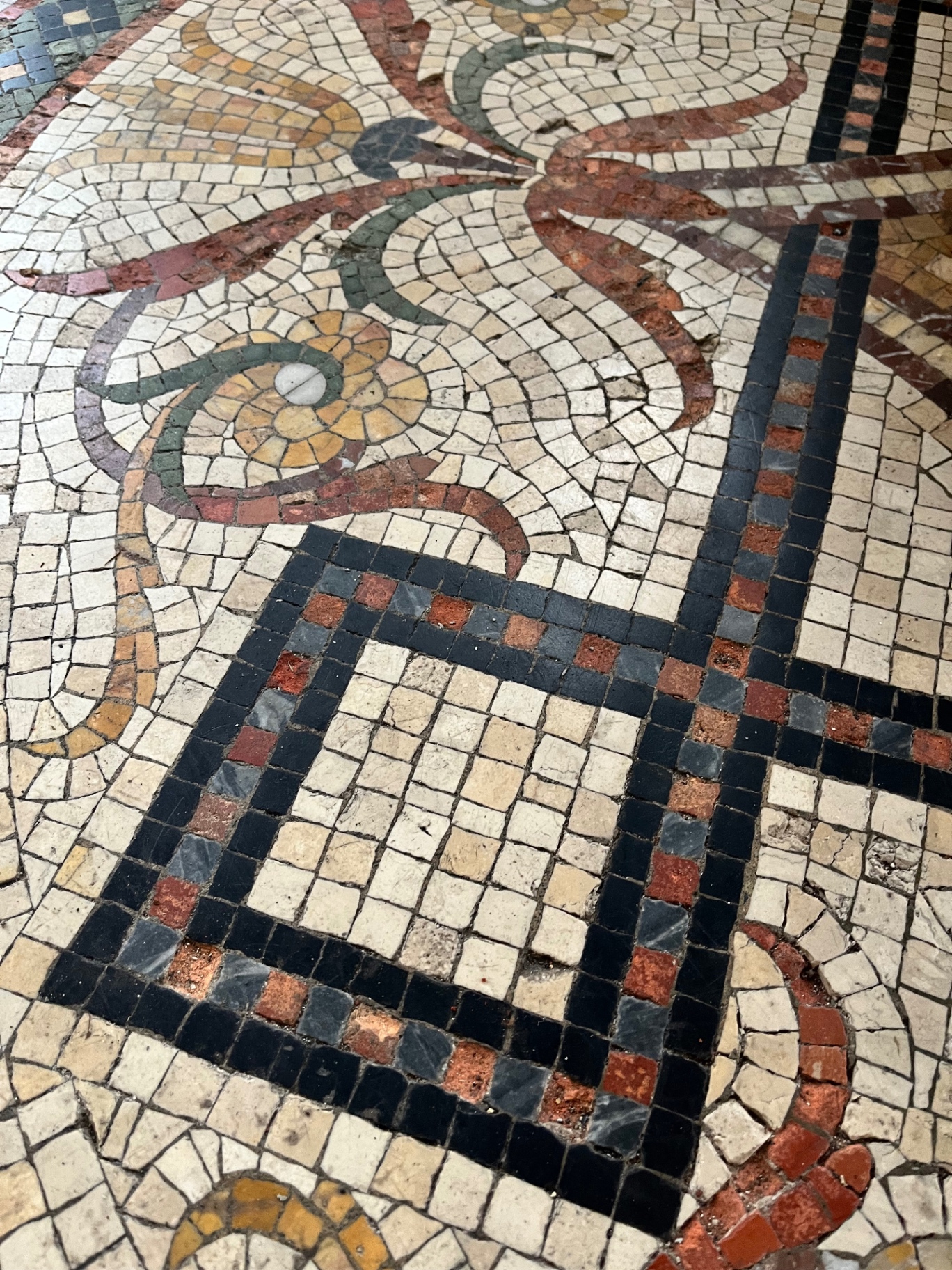 Hand-laid marble mosaic tile floor from the 1896 New Bedford Institution for Savings